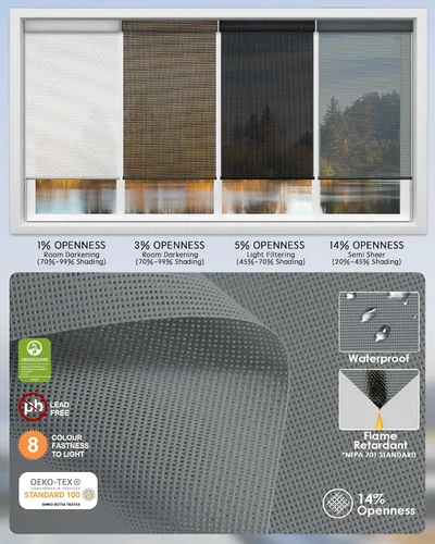 Miniatura 4 de Yoolax Persianas solares motorizadas que filtran la luz, persianas inteligentes con control remoto, funcionan con Alexa, persianas enrollables