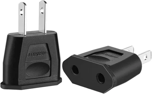 Miniatura 4 de (Negro-10 piezas) Adaptador de enchufe de enchufe Europa UE Euro a EE.UU. Cargador de viaje Convertidor de alimentación de CA, enchufe de 2 pines a