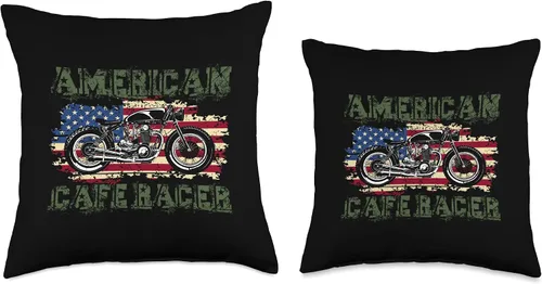 Miniatura 3 de American Cafe Racer Motorcycle Apparel and Merch American Cafe Racer Biker Men Women Adult Teens Boys Girls Throw Pillow, 16x16, Multicolor