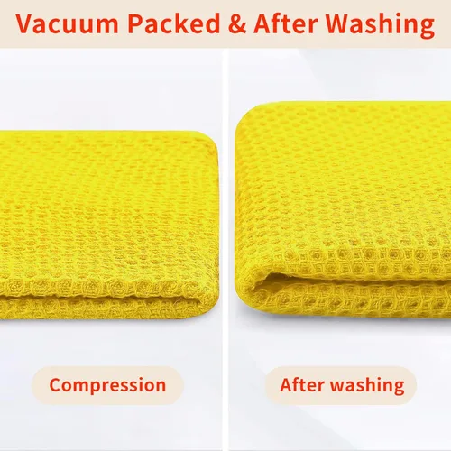 Miniatura 7 de Homaxy Paños de cocina de 100% algodón con tejido de gofre, ultra suaves, absorbentes, de secado rápido, 12 x 12 pulgadas, paquete de 6, amarillo