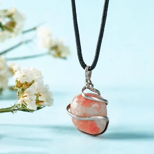 Miniatura 105 de PYOR Collar con colgante curativo de Reiki de cristal, gemas de buena suerte, prosperidad, riqueza, piedras preciosas naturales, collares de buena
