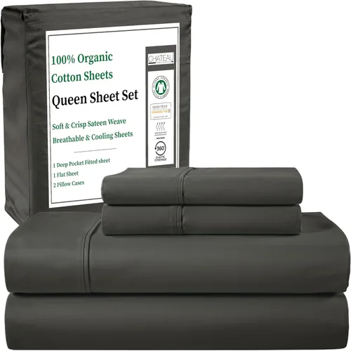 Miniatura 20 de Sábanas Twin XL 100% Algodón Para Cama Twin, Juegos de Sábanas Bajeras y Fundas de Almohada Totalmente Elásticas, Resistentes a la Decoloración
