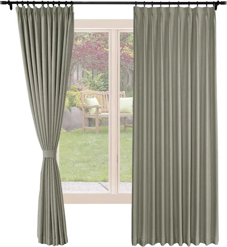 Miniatura 18 de Frelement Cortinas opacas de lino natural, paneles de cortinas plisadas para sala de estar, cortinas con aislamiento térmico, 52 pulgadas de ancho x