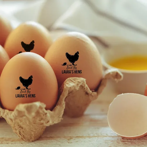 Miniatura 6 de Sellos de huevos para huevos frescos, sello de goma personalizado de huevo de gallina, letrero de huevos frescos de granja para agricultores