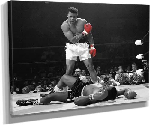 The Knockout Moment - Lienzo decorativo para pared con texto en blanco y negro y rojo (24 x 18 pulgadas envuelto en galería)