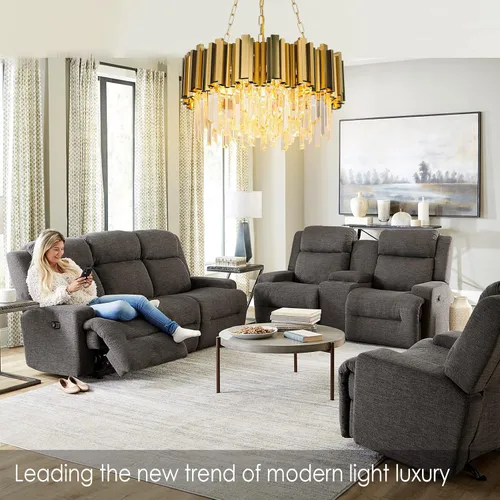 Miniatura 8 de Lámpara de araña moderna de cristal, 9 luces, lámpara de araña dorada, lámpara de comedor, sala de estar, dormitorio, vestíbulo, pasillo, candelabro