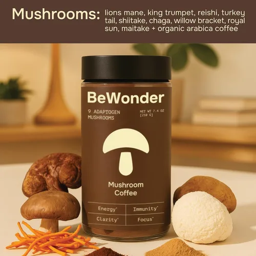Miniatura 4 de Café de hongos – 9 hongos adaptogénicos – Melena de león orgánica, Chaga, Reishi, cola de pavo, café instantáneo – para claridad, enfoque, energía