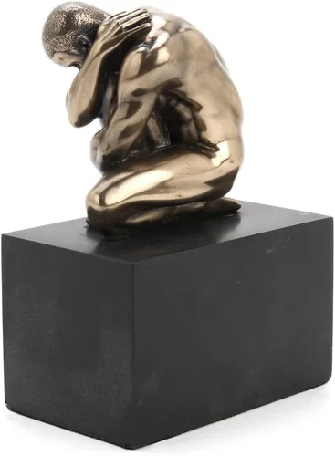 Miniatura 3 de Veronese Design Estatuilla masculina llorona desnuda de 4 3/8 pulgadas de alto en zócalo de resina fundida en frío, escultura de arte corporal