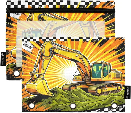 Miniatura 30 de Gredecor Estuche para lápices con 3 anillos con purpurina azul y rosa con cremallera, 2 unidades, organizador transparente para carpeta escolar