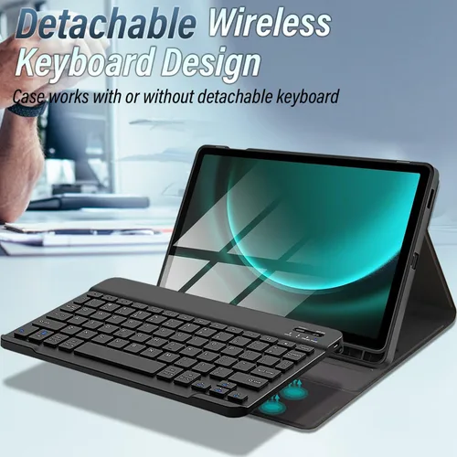 Miniatura 3 de Funda de teclado con protector de pantalla para Samsung Galaxy Tab S10 FE/ S9 FE 5G 10.9 pulgadas/Tab S9 11 pulgadas con soporte para S Pen