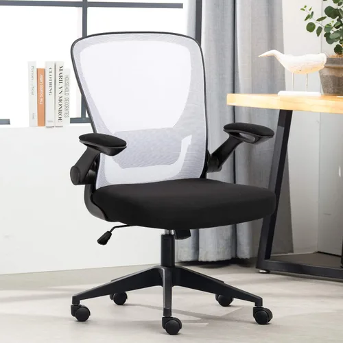 Miniatura 11 de Silla de oficina en casa, silla de escritorio ergonómica, silla de computadora de malla, sillas cómodas con respaldo medio con soporte lumbar