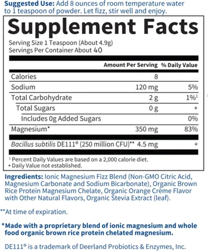 Miniatura 5 de Garden of Life Dr. Formulated - Polvo de Magnesio de Alimentos Integrales de 6.96 oz (197.4g), naranja, quelado, sin OMG, vegano, kosher, sin gluten