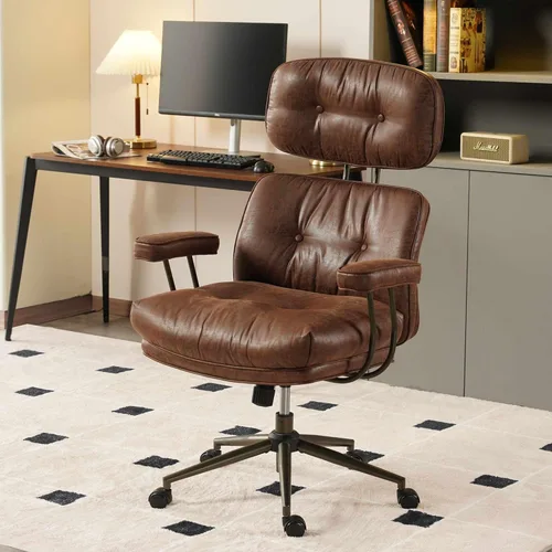 Miniatura 10 de Silla de escritorio para oficina en casa, respaldo alto, ruedas de goma, ergonómicas para computadora, con soporte lumbar, silla giratoria de altura