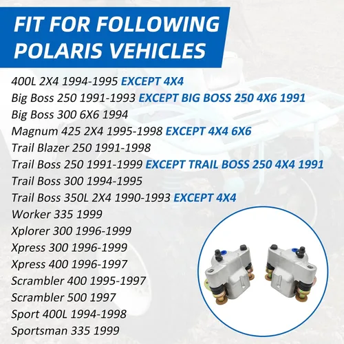 Miniatura 2 de Pinza de freno delantera izquierda derecha para Polaris Sportsman 335 Big Boss 300 6X6 250 Magnum 425 2X4 Scrambler 400 500 Sport 400L Trail Blazer