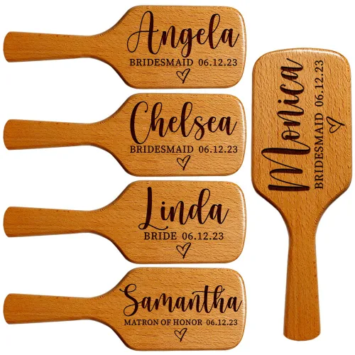 Miniatura 11 de Cepillo de pelo de bambú personalizado, peine con nombre personalizado para mujeres, regalos de cumpleaños de Navidad para mamá, esposa, abuela