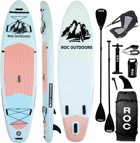 Miniatura 18 de Roc Tabla de remo inflable con accesorios de tabla de remo de SUP de alta calidad, diseño amplio y estable, cubierta antideslizante y cómoda