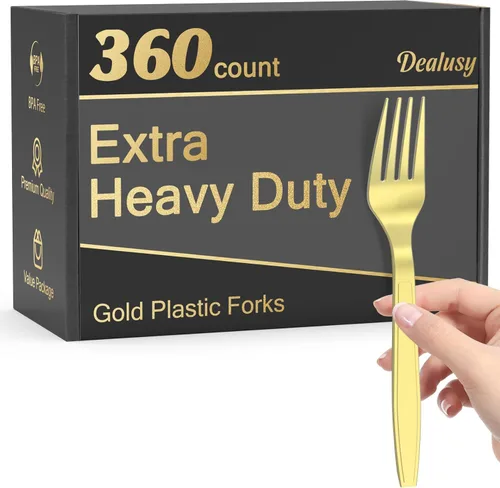 Miniatura 10 de Dealusy 360 tenedores de plástico transparente extra resistentes, desechables, sin BPA, resistentes al calor, tenedores desechables sólidos