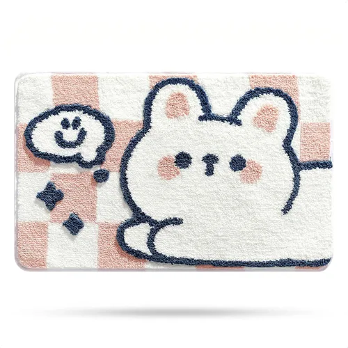 Miniatura 8 de Molesun Alfombra de baño bonita, alfombra de ducha de microfibra de felpa antideslizante, absorbente de agua, divertidos tapetes de animales