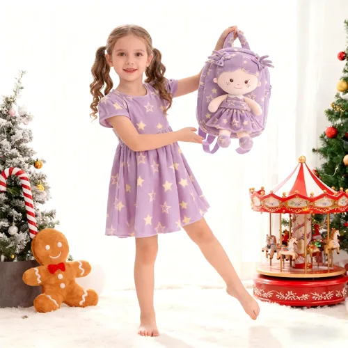 Miniatura 31 de Onetoo Mochila para niños pequeños, regalos de regreso a clases, mochilas para niñas y niños con muñecas de bebé ligeras y suaves en vestido