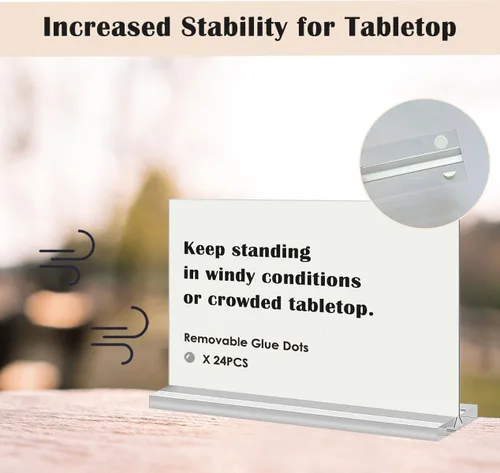 Miniatura 3 de Soporte acrílico para letreros de 5 x 7 pulgadas, paquete de 6, soporte transparente para letreros de mesa, horizontal
