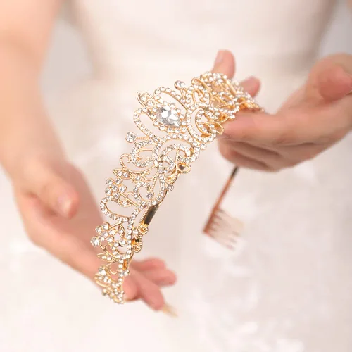 Miniatura 3 de JWICOS Corona de tiara de cristal para mujeres y niñas, elegante corona de princesa con peines, tiaras para mujeres, nupciales, bodas, bailes