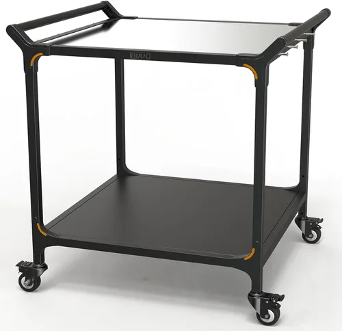 NUUK Carrito de parrilla de 32" x 32" pulgadas, mesa de horno de pizza de acero inoxidable con doble estante rodante, isla de cocina, estación de