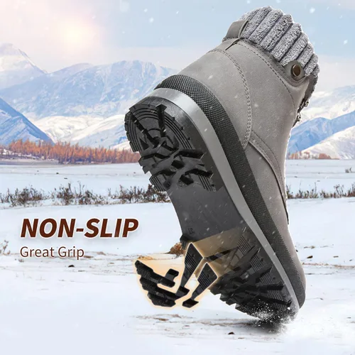 Miniatura 4 de BABUDOG Botines impermeables para mujer para exteriores (sin suela antideslizante), botas de combate de moda con cremallera lateral, botas de nieve