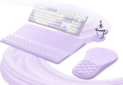Miniatura 11 de Ospelelf Almohadilla Ergonómica para Mouse y Soporte con Reposamuñecas para Teclado, Comodidad de Espuma Viscoelástica, Alivio del Dolor para Flores