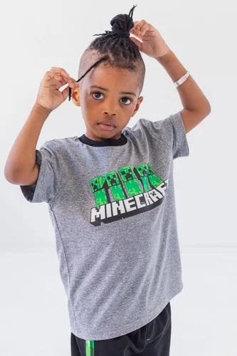 Miniatura 4 de Minecraft Creeper - Conjunto de 3 piezas para niños pequeños, camiseta sin mangas, pantalones cortos de malla