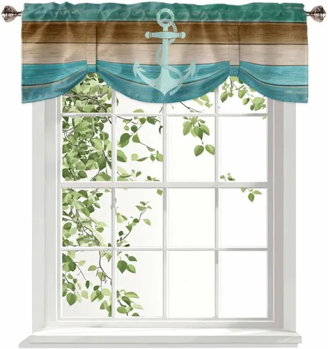 Miniatura 30 de Cenefa de amarre cardenal de Navidad, cenefa de cocina ajustable con hojas de eucalipto verde baya, cenefas blancas con bolsillo para barra