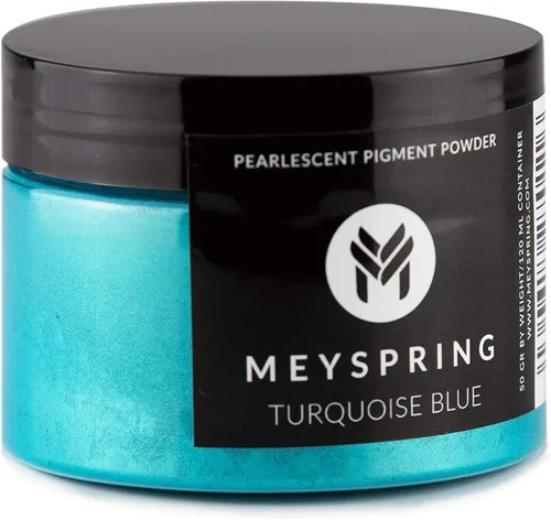 MEYSPRING Polvo de mica azul turquesa, 1.76 oz, pigmento de color de resina epoxi, polvo de mica verde azulado para resina, arte oceánico, mesas de