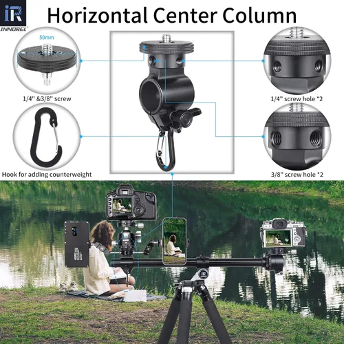 Miniatura 5 de INNOREL HT284A - Trípode horizontal de aleación de aluminio CNC, de 75 pulgadas con cabeza de bola de baja gravedad de 1.575 pulgadas y columna Con