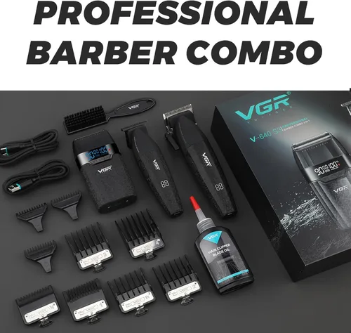 Miniatura 8 de VGR 640S3 Kit Profesional de Corte de Cabello 3 en 1, 9000RPM Cortapelos para Hombres Recortadora de Cabello Profesional y Conjunto de Afeitadoras