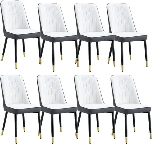 Miniatura 28 de Juego de 2 sillas de comedor, sillas de comedor modernas, equipadas con cojines de respaldo de cuero PU y patas de metal negro, adecuadas