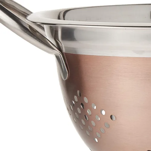 Miniatura 4 de EURO-WARE Colador de acero inoxidable de alta calidad para pastas o lavado de frutas, verduras, ensaladas y más con acabado decorativo de cobre