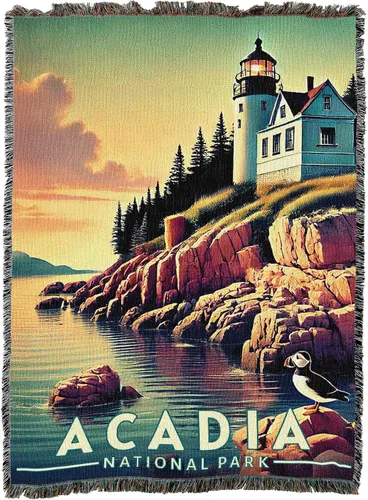 Miniatura 2 de Pure Country Weavers Manta del Parque Nacional Acadia, manta de tapiz de algodón para regalo, fabricada en los Estados Unidos, 72 x 54 pulgadas