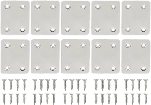 10 placas reparadoras resistentes, soporte plano de acero inoxidable, soporte recto, placas de fijación, conector de unión para muebles de madera,