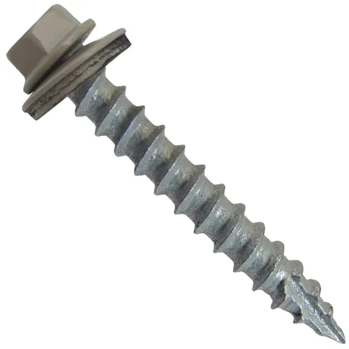 Miniatura 23 de Tornillos de metal para techos n.º 14 x 1-1/2 pulgadas, cabeza hexagonal de arandela de piel de buque Tornillo de techo de chapa metálica. Buckskin