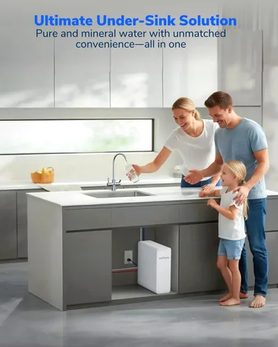Miniatura 2 de Ecoviva Sistema de ósmosis inversa de 600GPD, sistema de filtro de agua RO debajo del fregadero, sin tanque, TDS más bajo, relación de pureza a