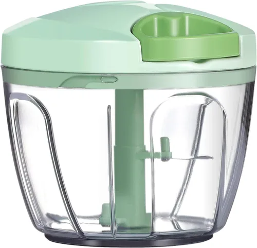 Ourokhome Molinillo de ajo, picador de cebolla, procesador manual, portátil y rápido de alimentos, con cuerda, para verduras, jengibre, frutas, Verde