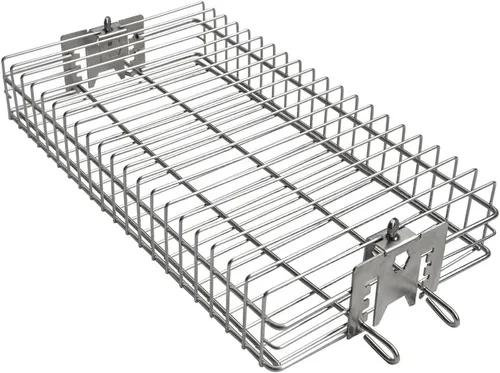 onlyfire 6042 Cesta BBQ de Acero Inoxidable Plana para Asador Rotatorio, para Cualquier Parrilla, Compatible con Hexágono de 1/2", Hexágono de 3/8",