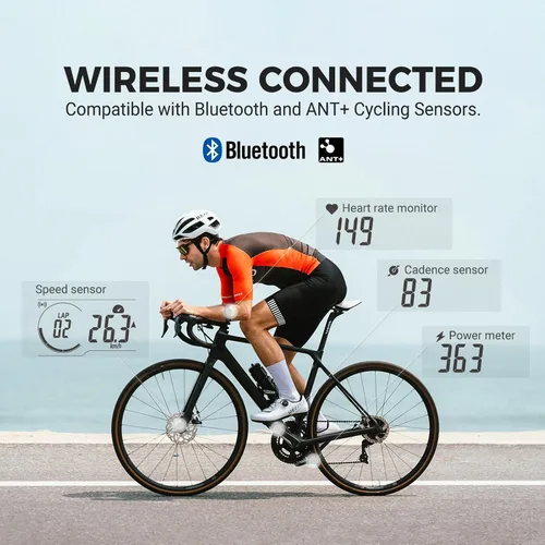 Miniatura 3 de COOSPO CS300 - Computadora de bicicleta con GPS, computadora de ciclismo inalámbrica con pantalla LCD de retroiluminación automática 2.6