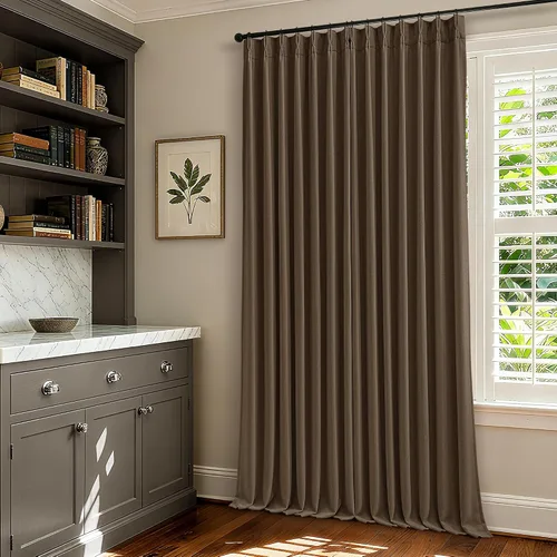Miniatura 125 de Juego de 2 paneles de cortinas plisadas negras de 80 pulgadas para sala de estar, cortinas plisadas de lino con forro de 80 pulgadas de largo, 100%