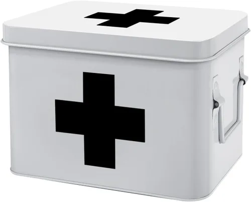 Miniatura 21 de Flexzion - Caja para medicamentos del hogar, botiquín de farmacia, 33 x 21 x 19 cm, caja de almacenamiento de metal para medicamentos de emergencia