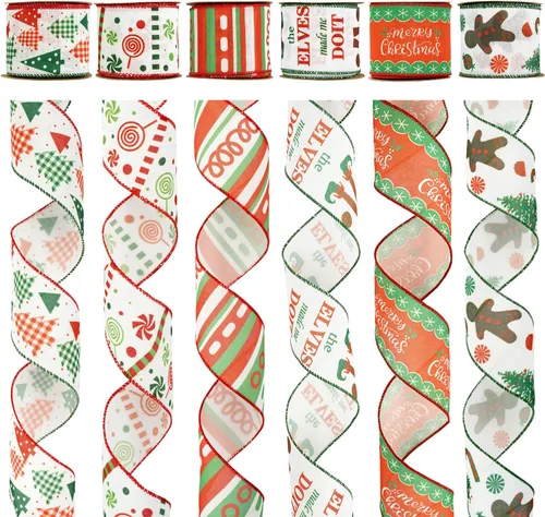 Miniatura 25 de MEEDEE Cinta de Navidad turquesa de 2.5 pulgadas, 6 rollos, 36 yardas, azul y plateado para árbol de Navidad