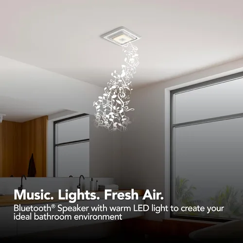Miniatura 5 de Broan-NuTone® Roomside Series - Ventilador de escape de baño con altavoz Bluetooth con luz LED, 70 CFM 2 Sones, ENERGY STAR