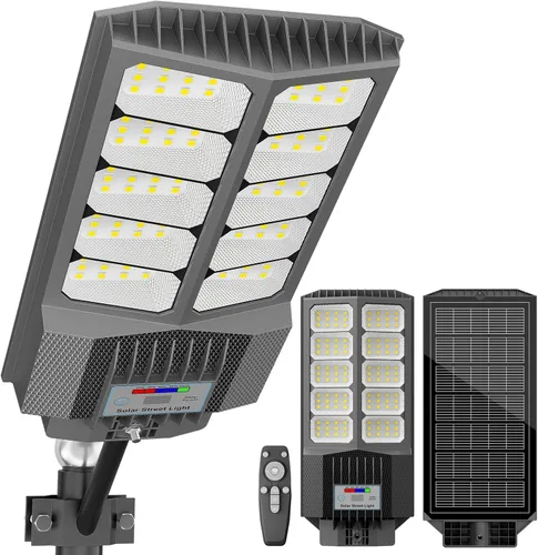 Miniatura 19 de Luz de calle solar loyoele de 8000 W para exteriores, resistente al agua, luz de calle LED solar al aire libre de 120,000 lúmenes 7000 K