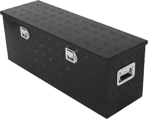 Miniatura 16 de confote Caja de herramientas de 20 pulgadas con rayas de aluminio plateado para cama de camioneta pickup, remolque RV, organizador de almacenamiento