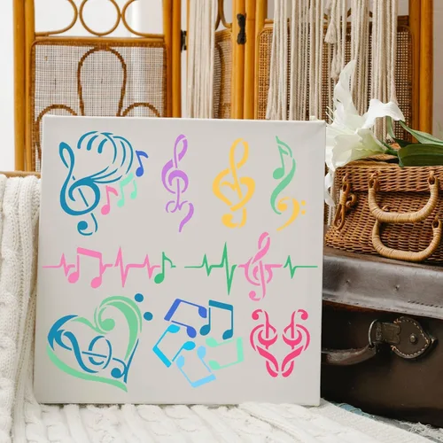 Miniatura 4 de FINGERINSPIRE Plantillas de notas musicales – Plantilla de notas de corazón de plástico de 11.8 x 11.8 pulgadas, patrón de varias formas