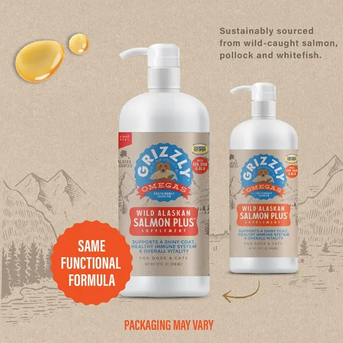 Miniatura 2 de Grizzly Pet Products Salmon Plus Omega 3-6-9 Suplemento alimenticio para perros y gatos, 32 onzas